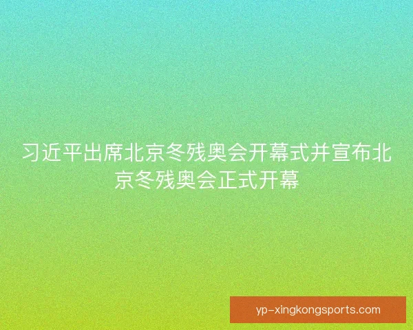 习近平出席北京冬残奥会开幕式并宣布北京冬残奥会正式开幕
